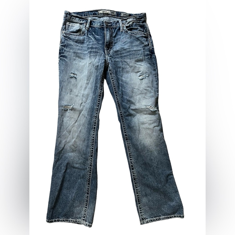 BKE Buckle Derek Jeans Men's 34R Distressed Medium Wash Western‎ Denim Boot cut✅